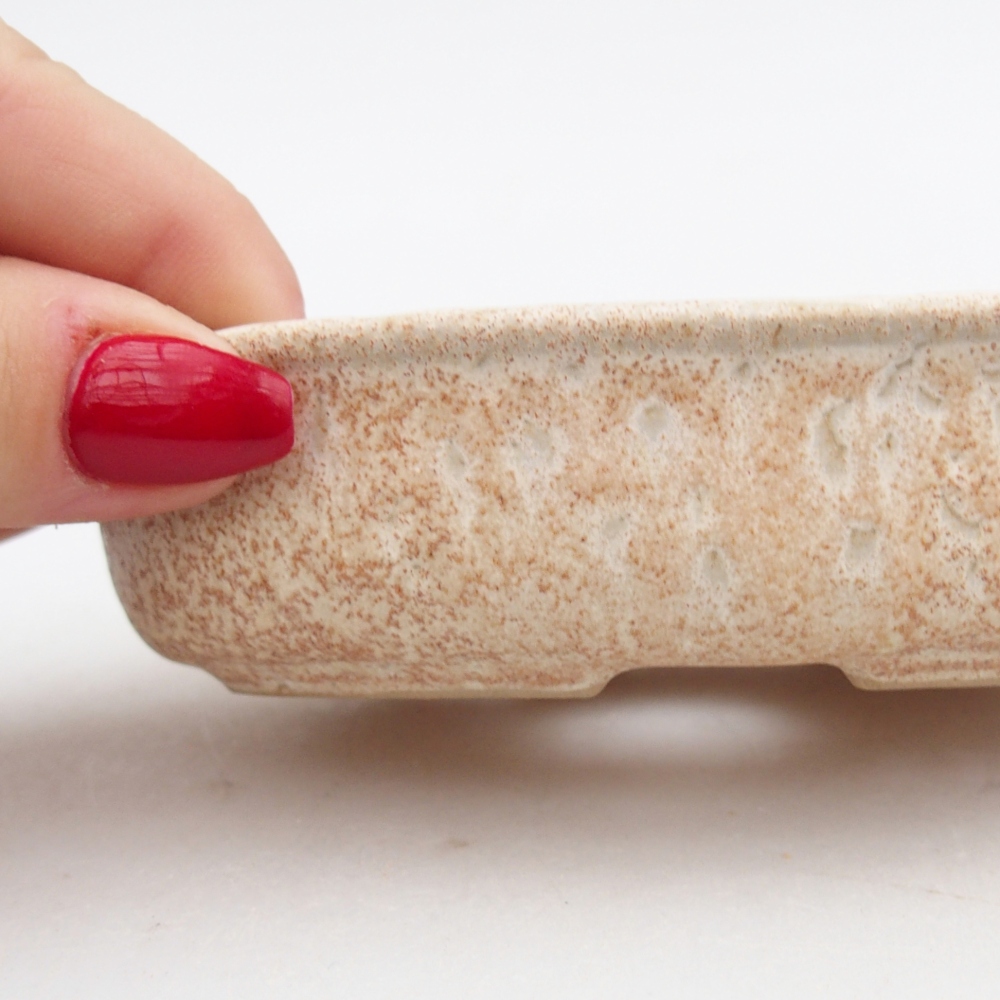 Bonsaischale aus Keramik 12 x 8,5 x 3 cm, Farbe beige