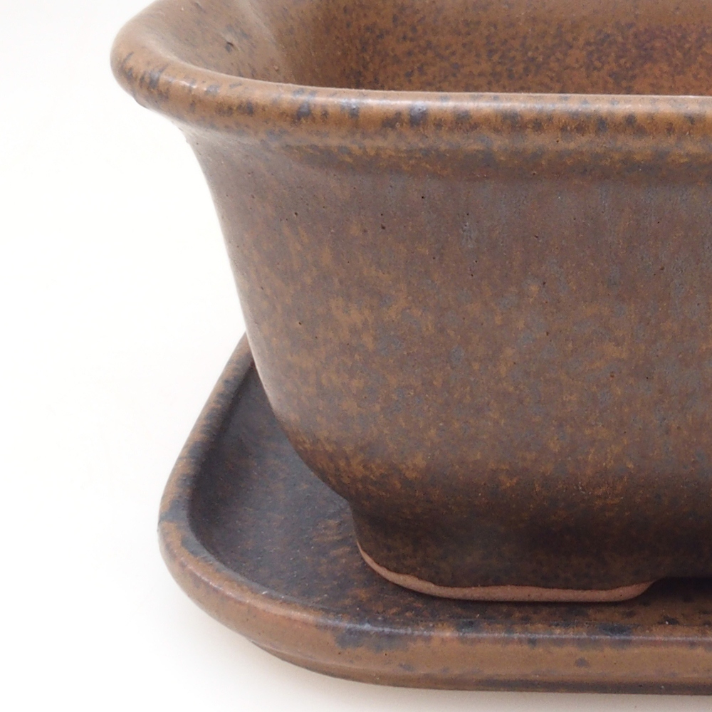 Bonsaischale + Untertasse H38 - 12x10x5,5 cm - braun