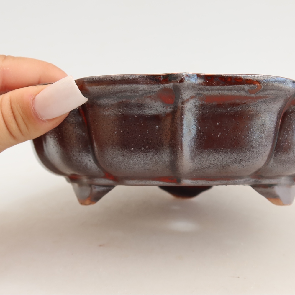 Bonsaischale aus Keramik 18,5 x 18,5 x 5 cm, metallfarben