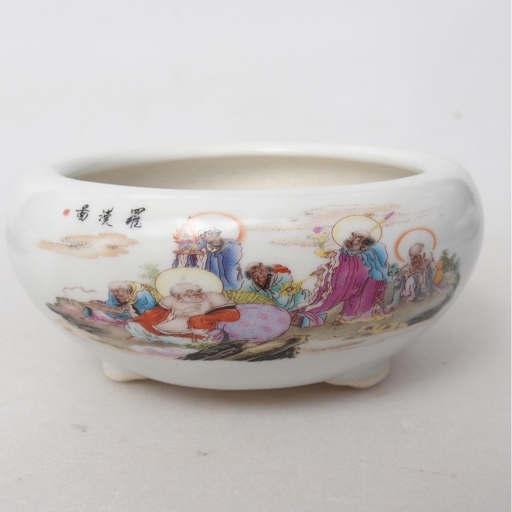 Bonsaischale aus Keramik 10 x 10 x 5 cm, Farbe weiß