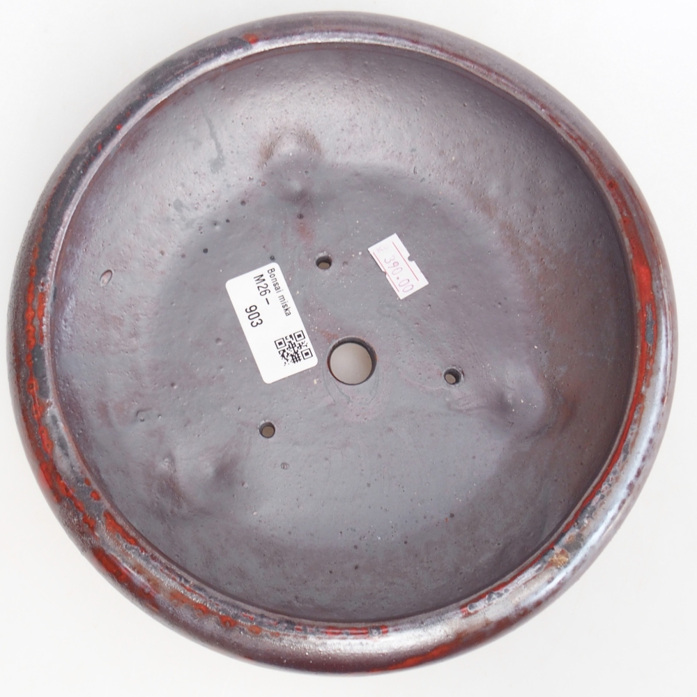 Bonsaischale aus Keramik 21 x 21 x 6,5 cm, Farbe schwarz-rot