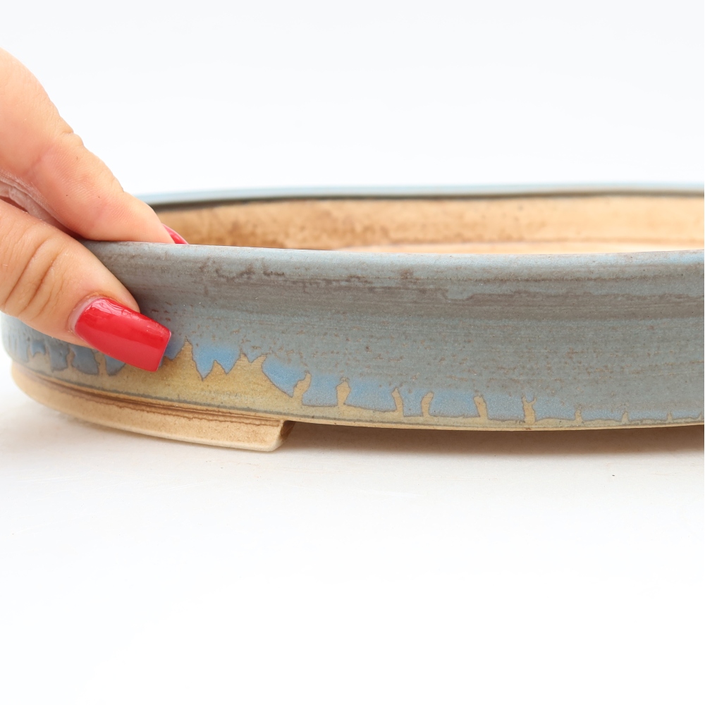 Keramik-Bonsai-Schale 31 x 27 x 4,5 cm, Farbe: blau