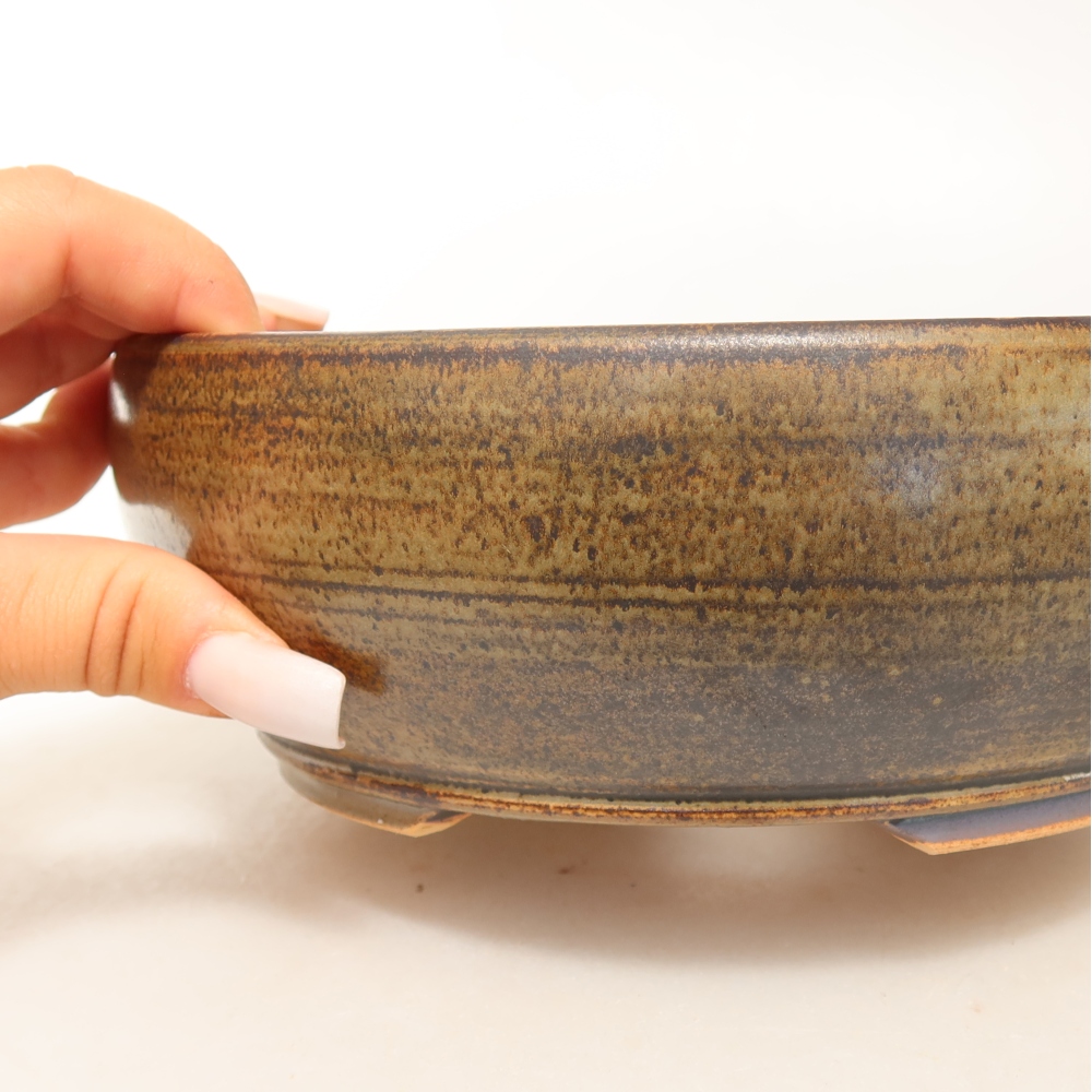 Keramik-Bonsai-Schale 19 x 19 x 6,5 cm, Farbe: braun