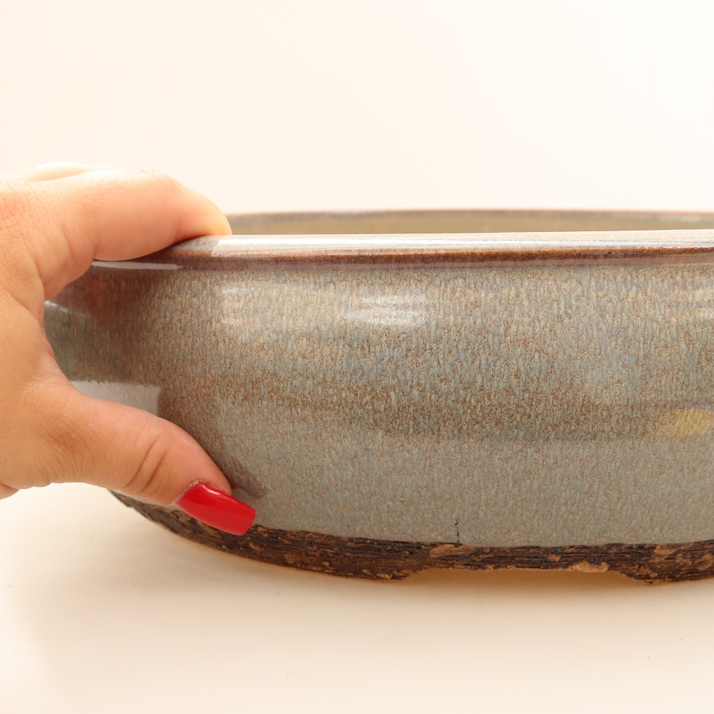 Keramik-Bonsai-Schale 35 x 35 x 9,5 cm, Farbe: grau – NUR PERSÖNLICHE ABHOLUNG oder Transport auf Paletten