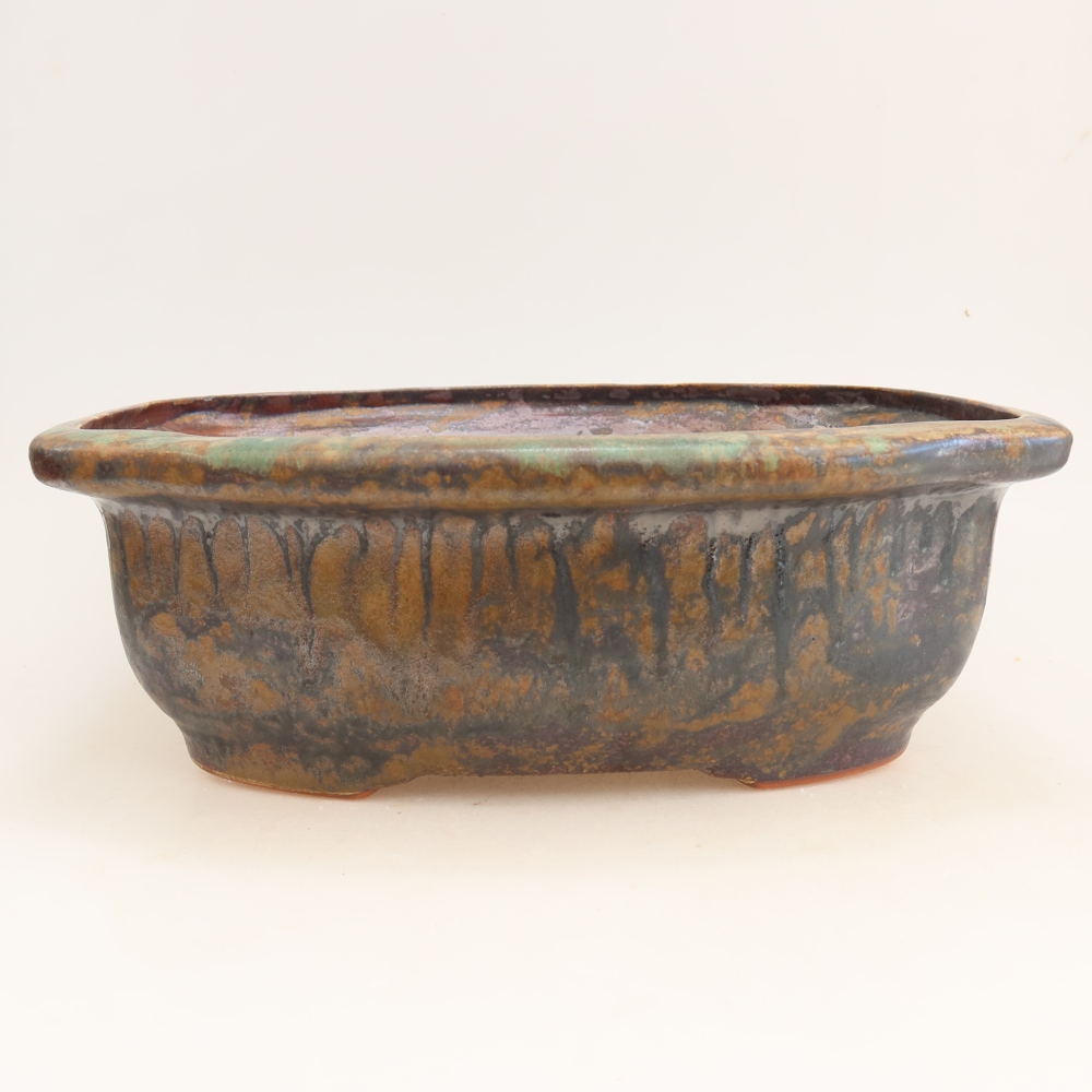 Keramik-Bonsai-Schale 30,5 x 25,5 x 10,5 cm, Farbe: braun-grün