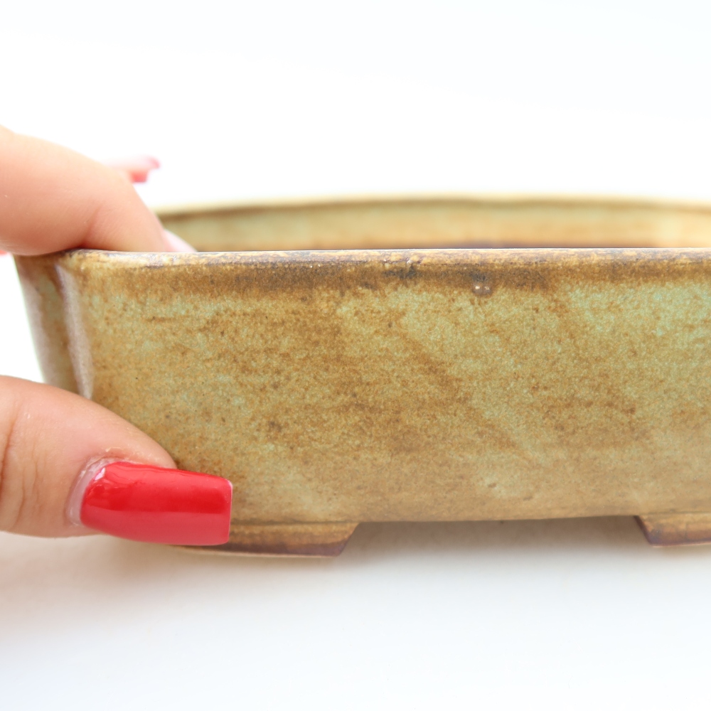 Keramik-Bonsai-Schale 13,5 x 12 x 4 cm, Farbe: grün