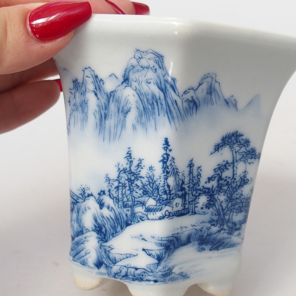 Bonsaischale aus Keramik 10 x 9 x 9 cm, Farbe weiß