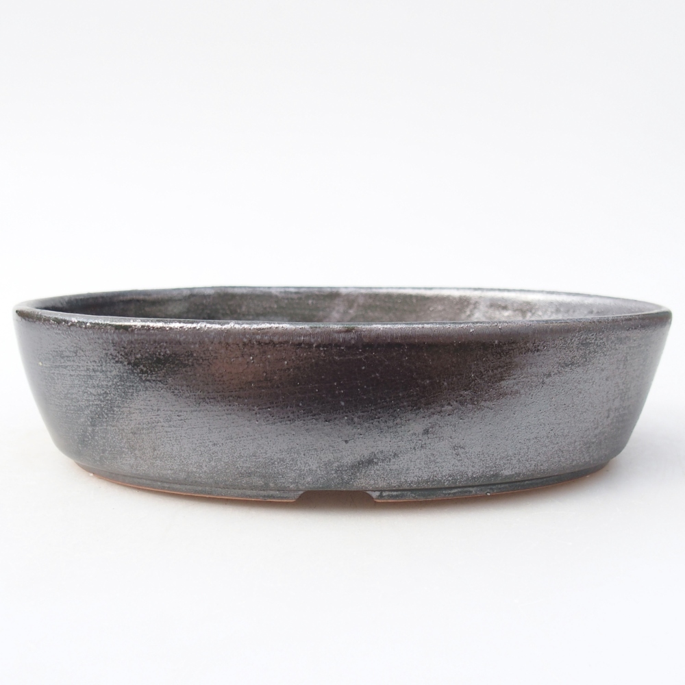 Bonsaischale aus Keramik 18,5 x 13,5 x 4,5 cm, metallicgrün