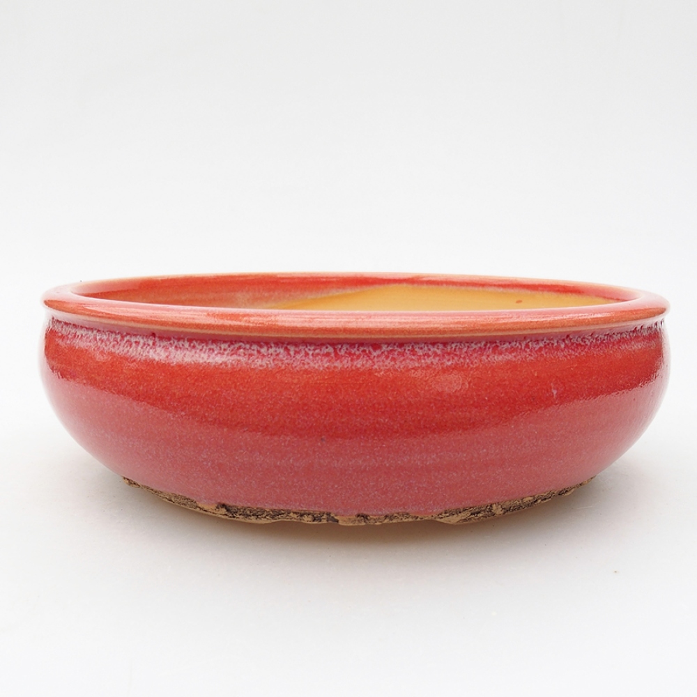Bonsaischale aus Keramik 19 x 19 x 6 cm, Farbe rot