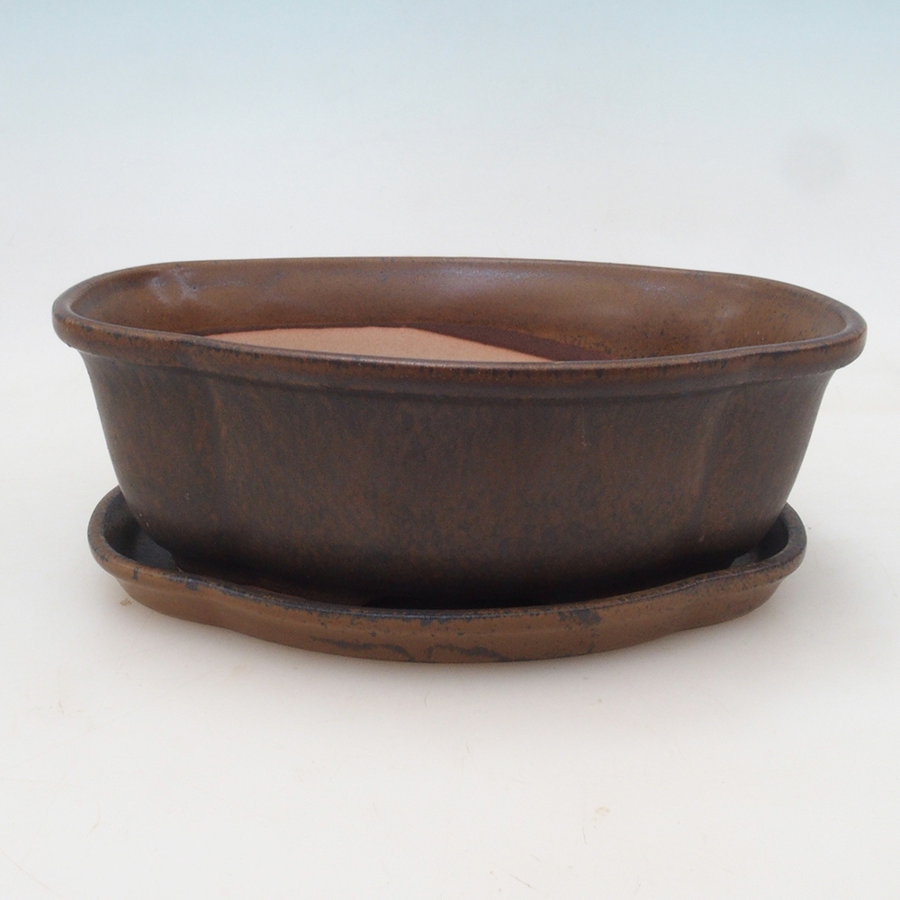 Bonsaischale + Untertasse H75 - braun