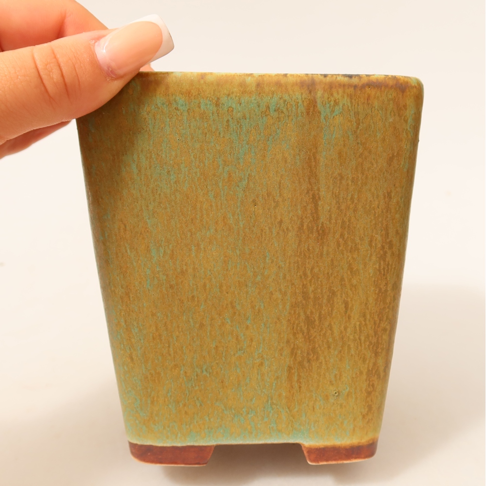 Keramik-Bonsai-Schale 10,5 x 10,5 x 12 cm, Farbe: grün