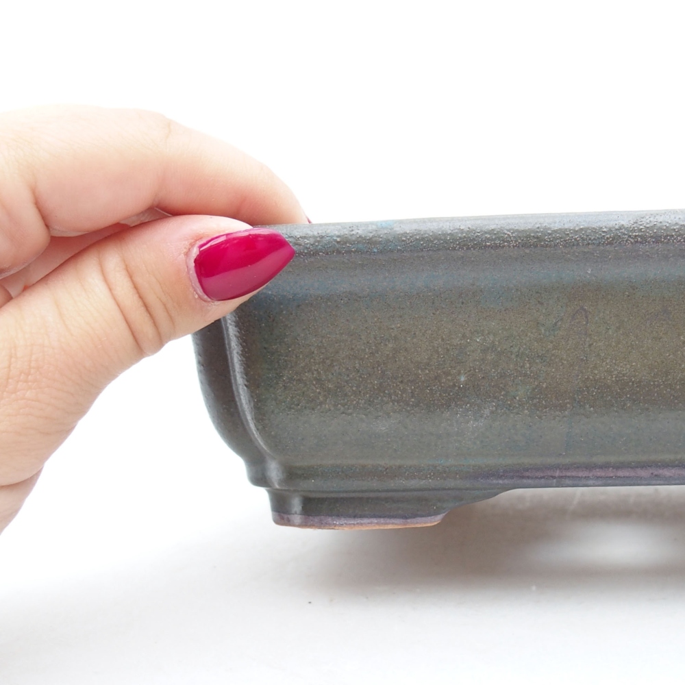 Bonsaischale aus Keramik 18 x 13,5 x 5 cm, grau