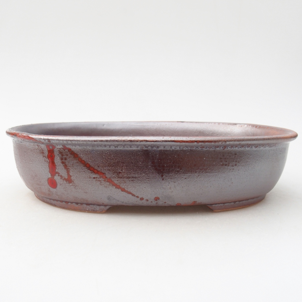 Bonsaischale aus Keramik 22 x 17 x 5 cm, metallisch rot
