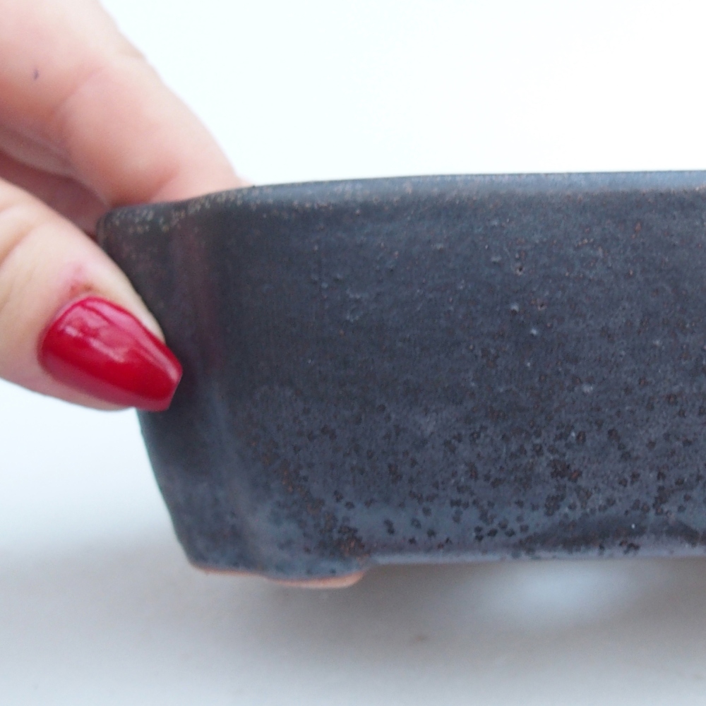 Bonsaischale aus Keramik 12,5 x 9,5 x 4,5 cm, grau