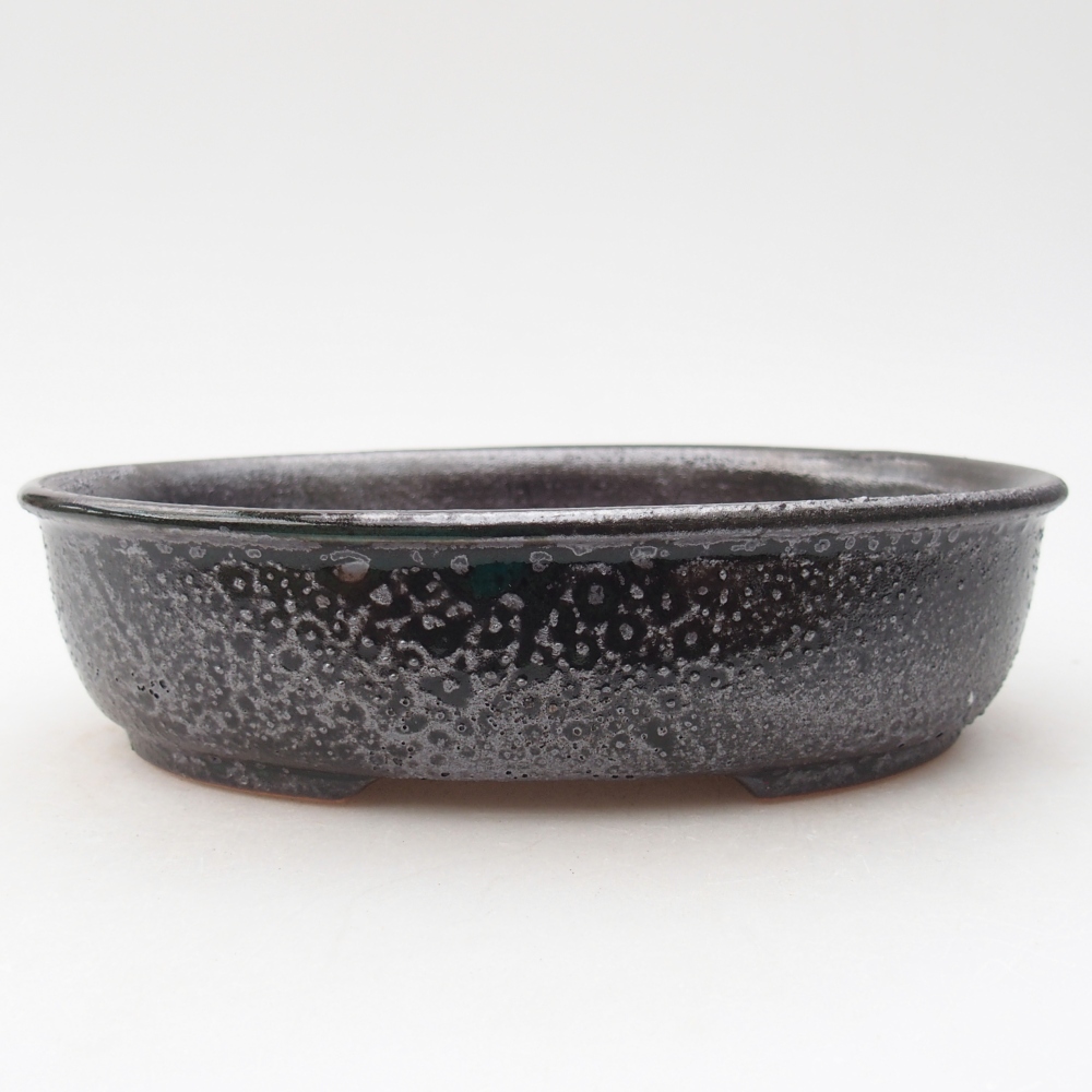 Bonsaischale aus Keramik 19 x 14,5 x 4,5 cm, metallisch grün