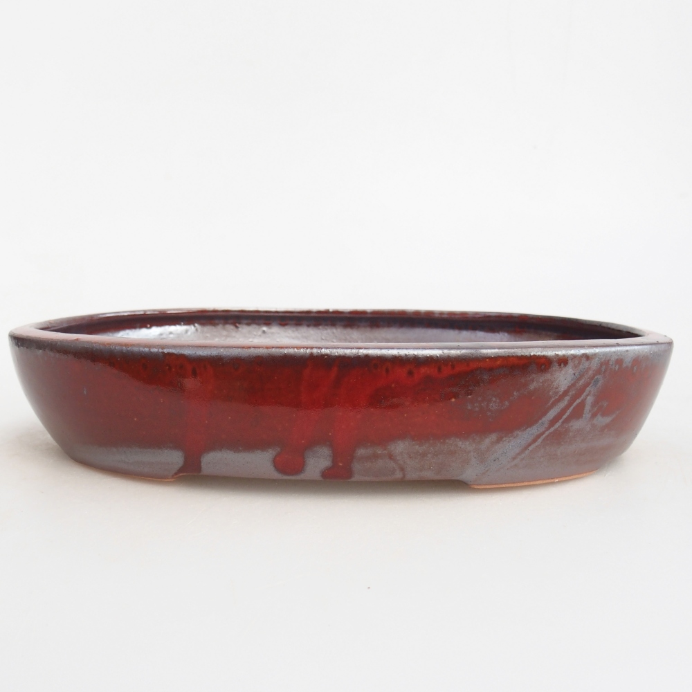 Bonsaischale aus Keramik 22 x 17 x 4 cm, Farbe rot