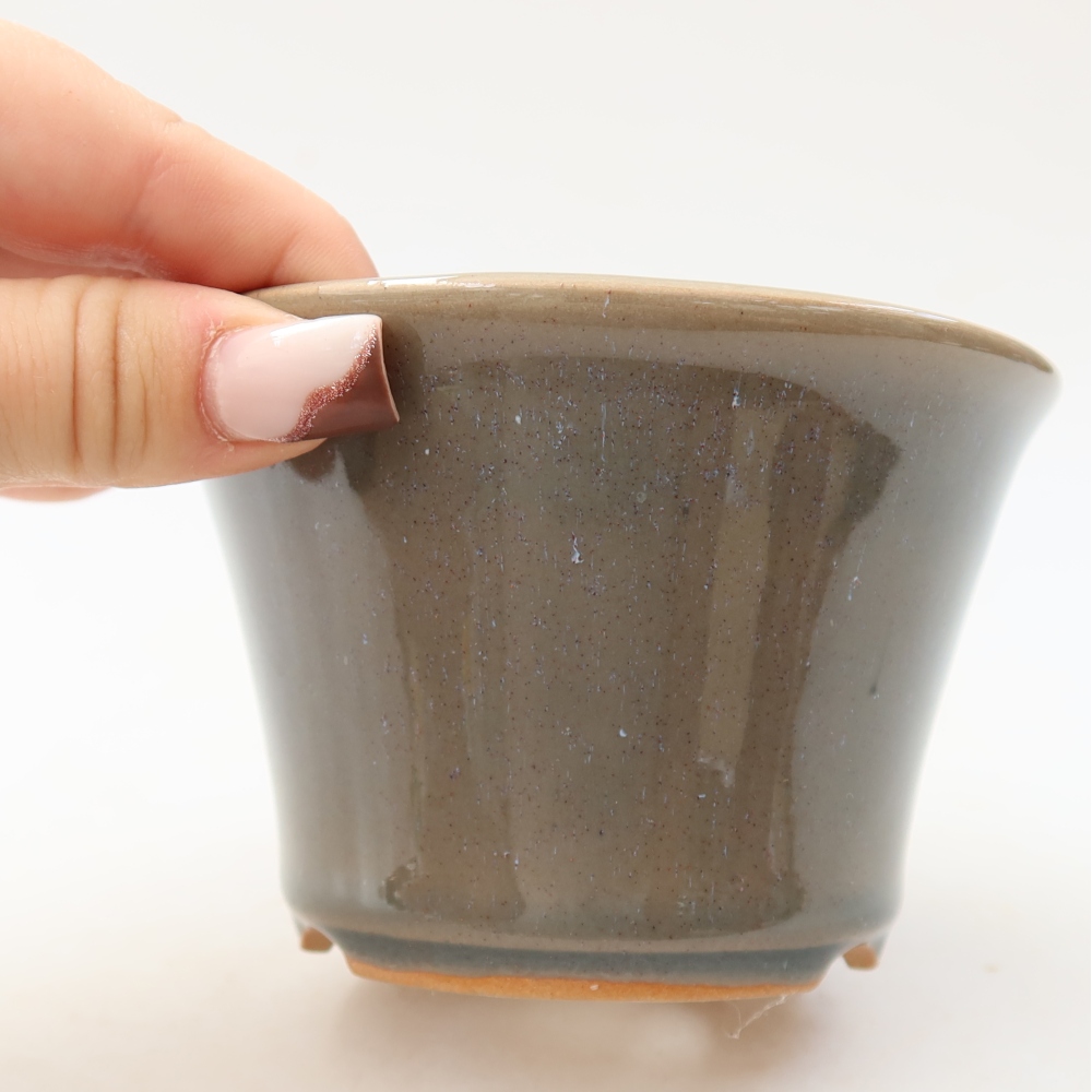 Keramik-Bonsai-Schale 11 x 11 x 7 cm, Farbe: grau