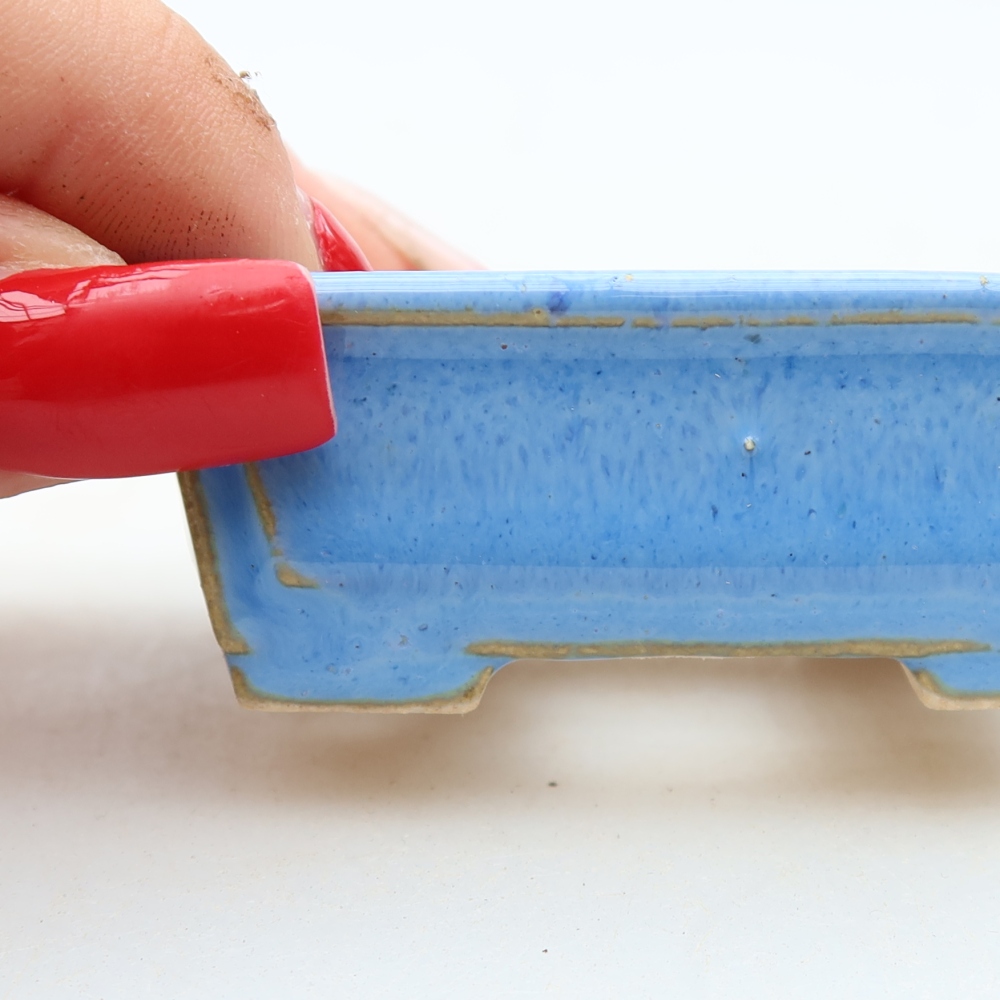 Keramik-Bonsai-Schale, 6,5 × 6,5 × 2,5 cm, Farbe: Blau