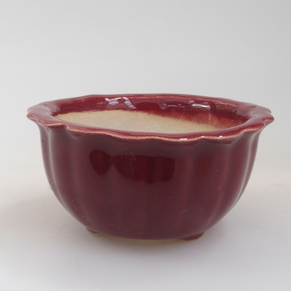 Mini-Bonsaischale 6,5 x 6,5 x 3,5 cm, bordeauxrot