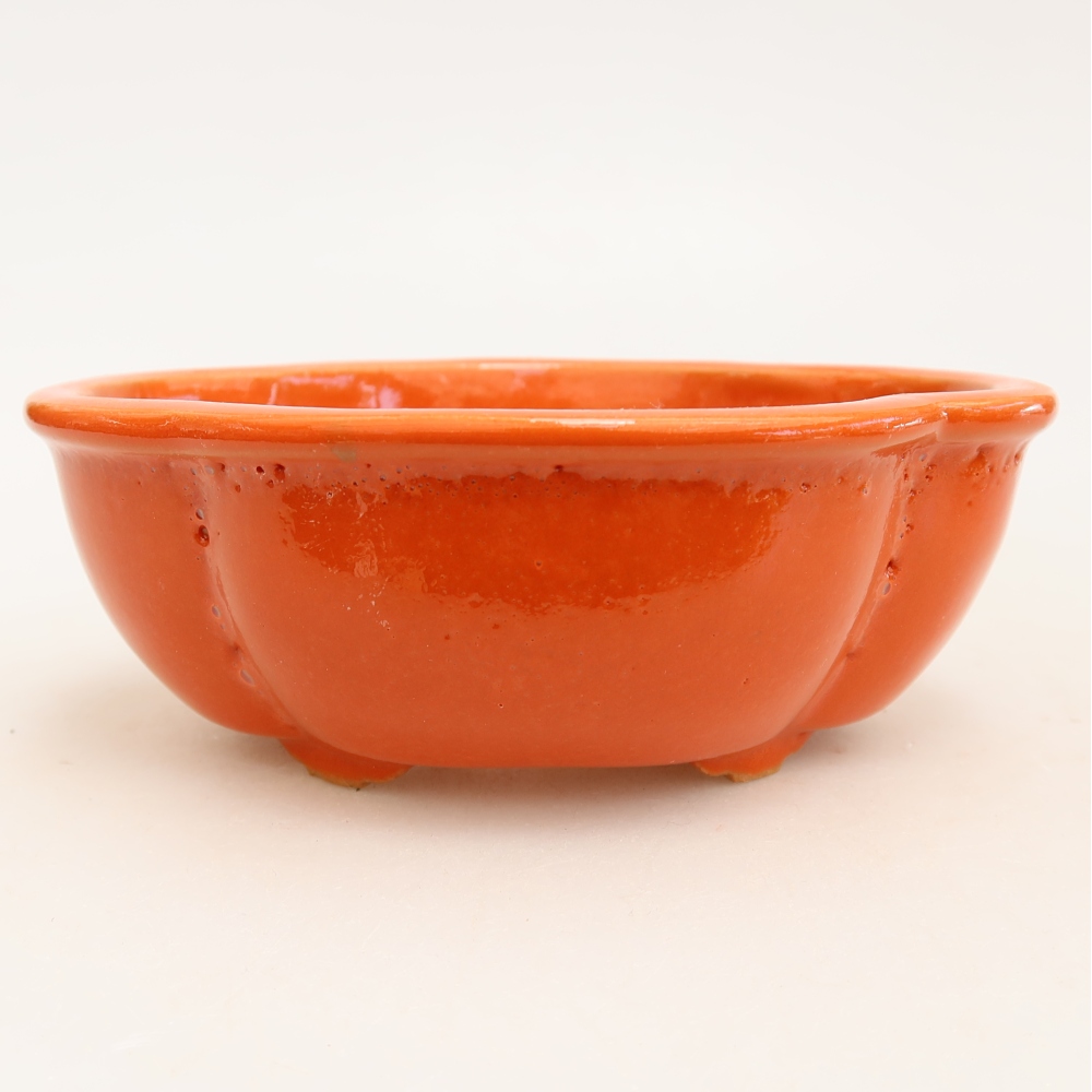 Keramik-Bonsai-Schale, 12,5 x 10,5 x 4,5 cm, Farbe: Orange