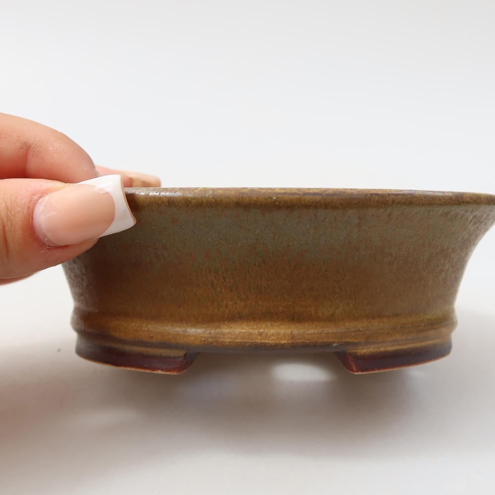 Keramik-Bonsai-Schale, 12,5 × 11,5 × 4 cm, Farbe: grün