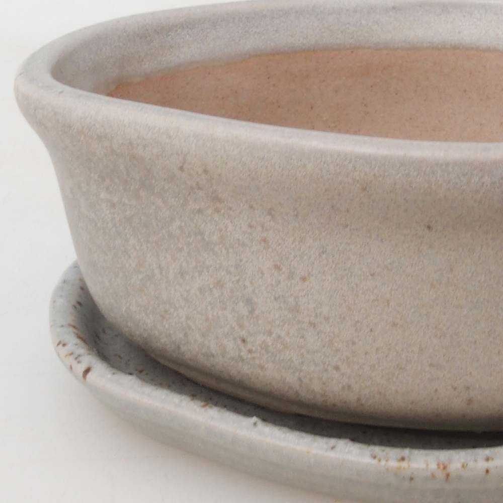 Bonsaischale + Untertasse H05 - 11 x 8 x 4 cm - beige