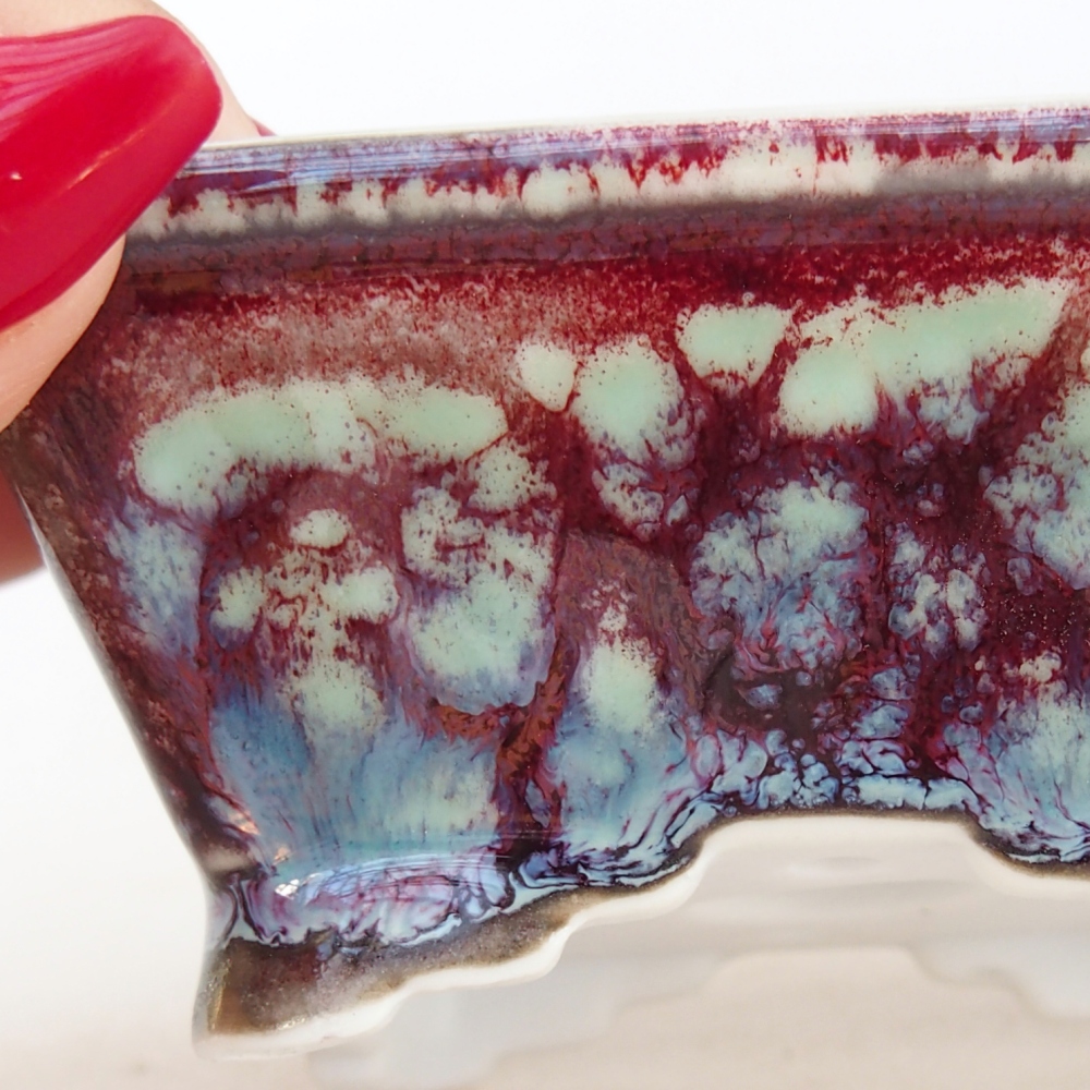 Mini-Bonsaischale 8,5 x 7,5 x 4 cm, bordeauxrot