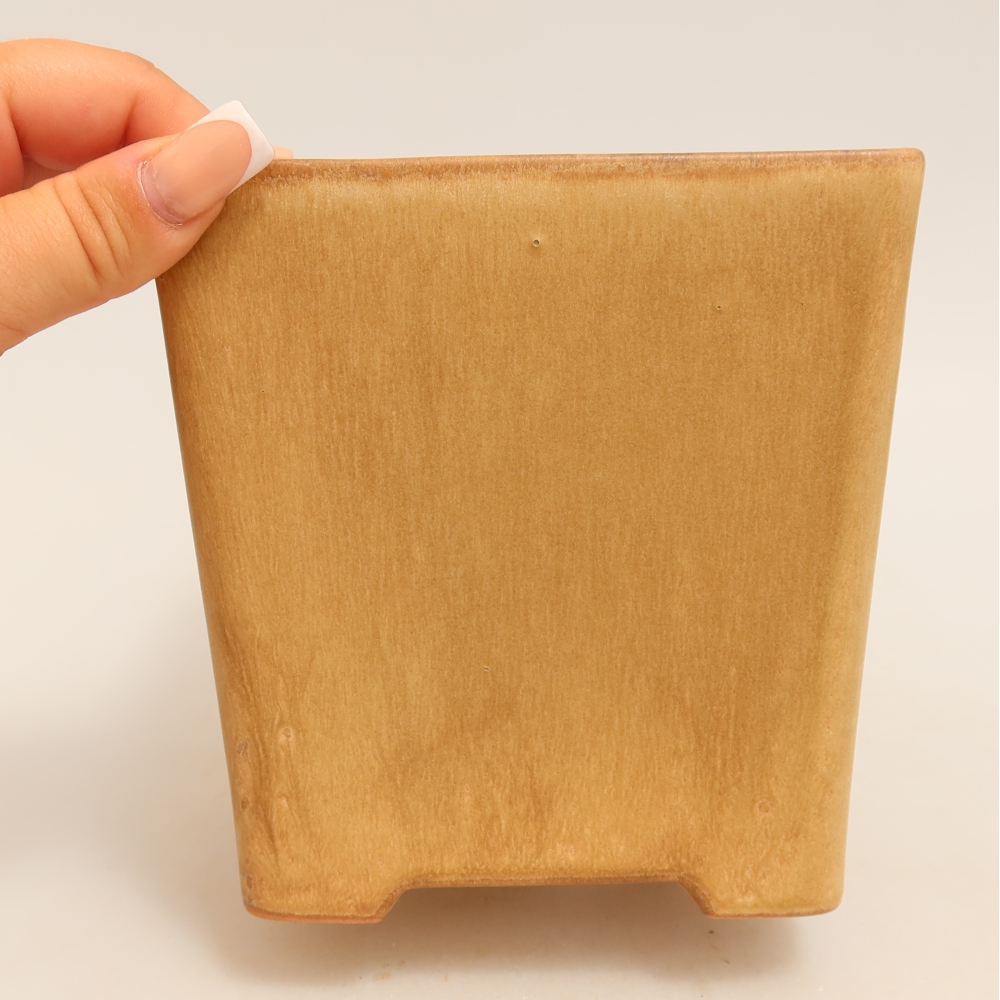 Bonsaischale aus Keramik 13 x 13 x 13,5 cm, Farbe beige