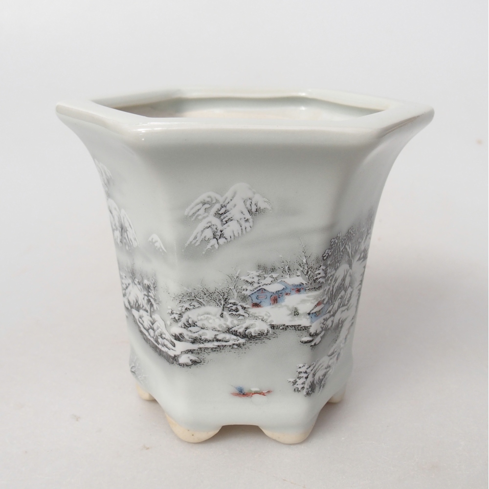 Bonsaischale aus Keramik 10 x 9 x 9 cm, Farbe weiß