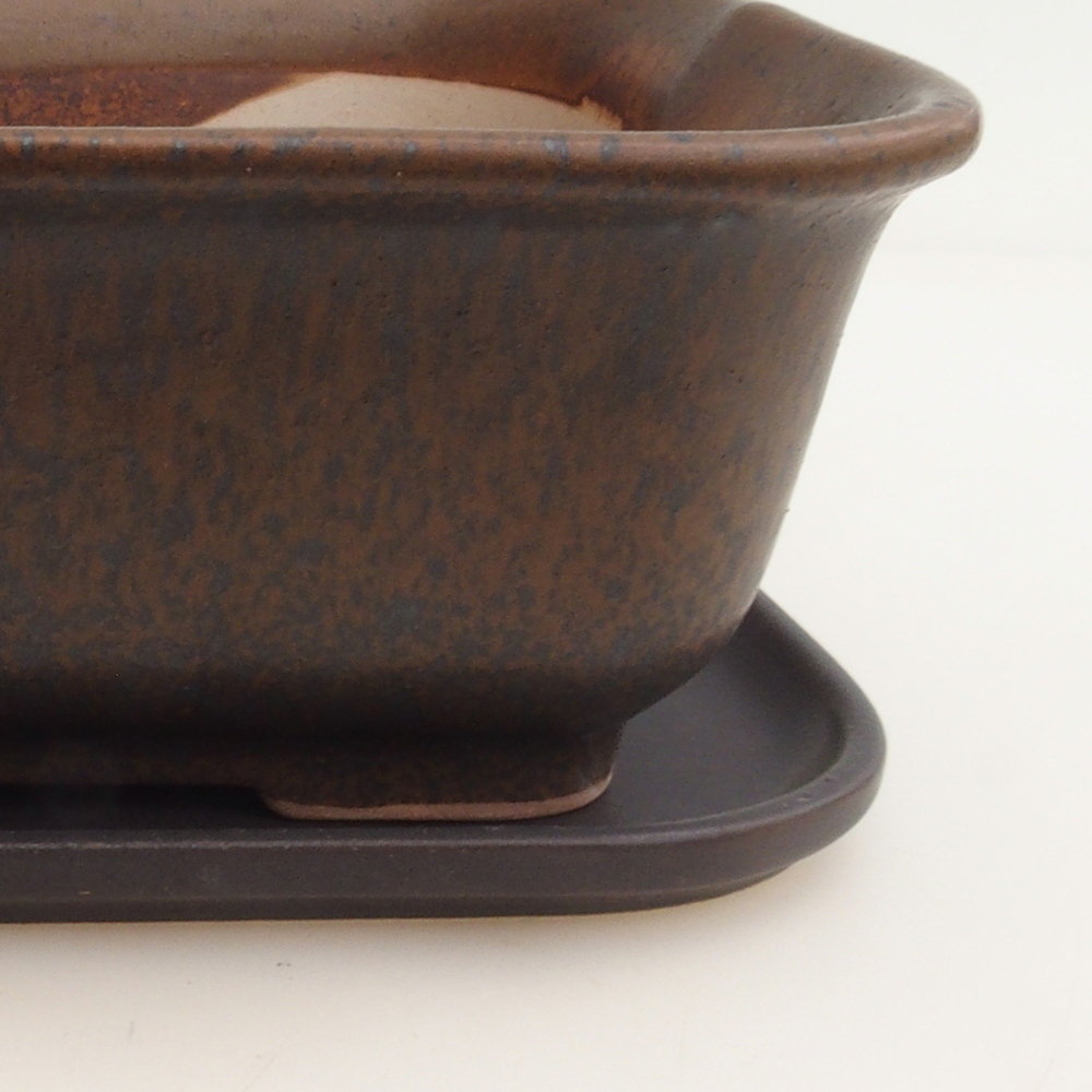 Bonsaischale + Untertasse H36 - 17 x 15 x 7,5 cm - braun