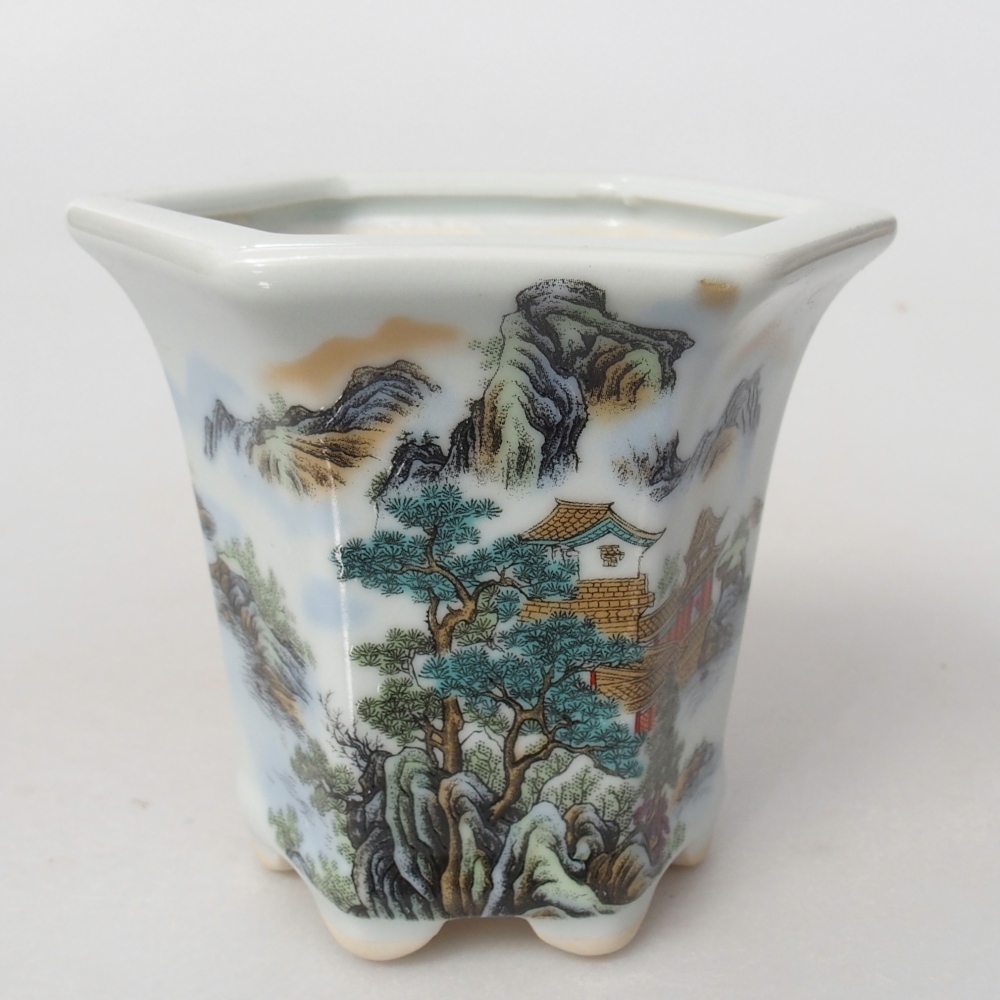 Bonsaischale aus Keramik 10 x 9 x 9 cm, Farbe weiß