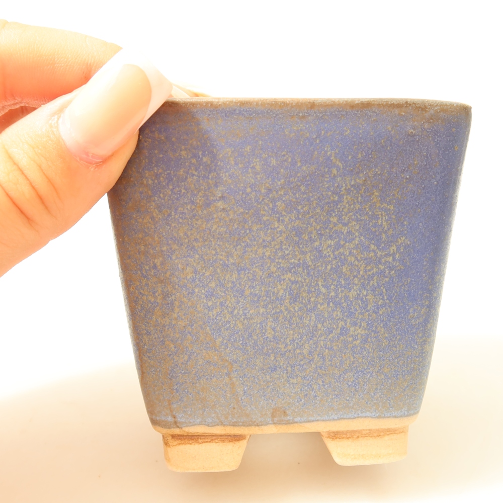 Keramik-Bonsai-Schale, 7,5 x 7,5 x 7,5 cm, Farbe: Blau