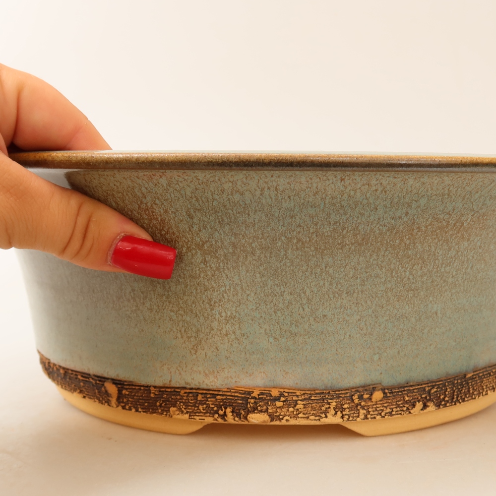 Keramik-Bonsai-Schale, 30 x 30 x 9,5 cm, Farbe: grün