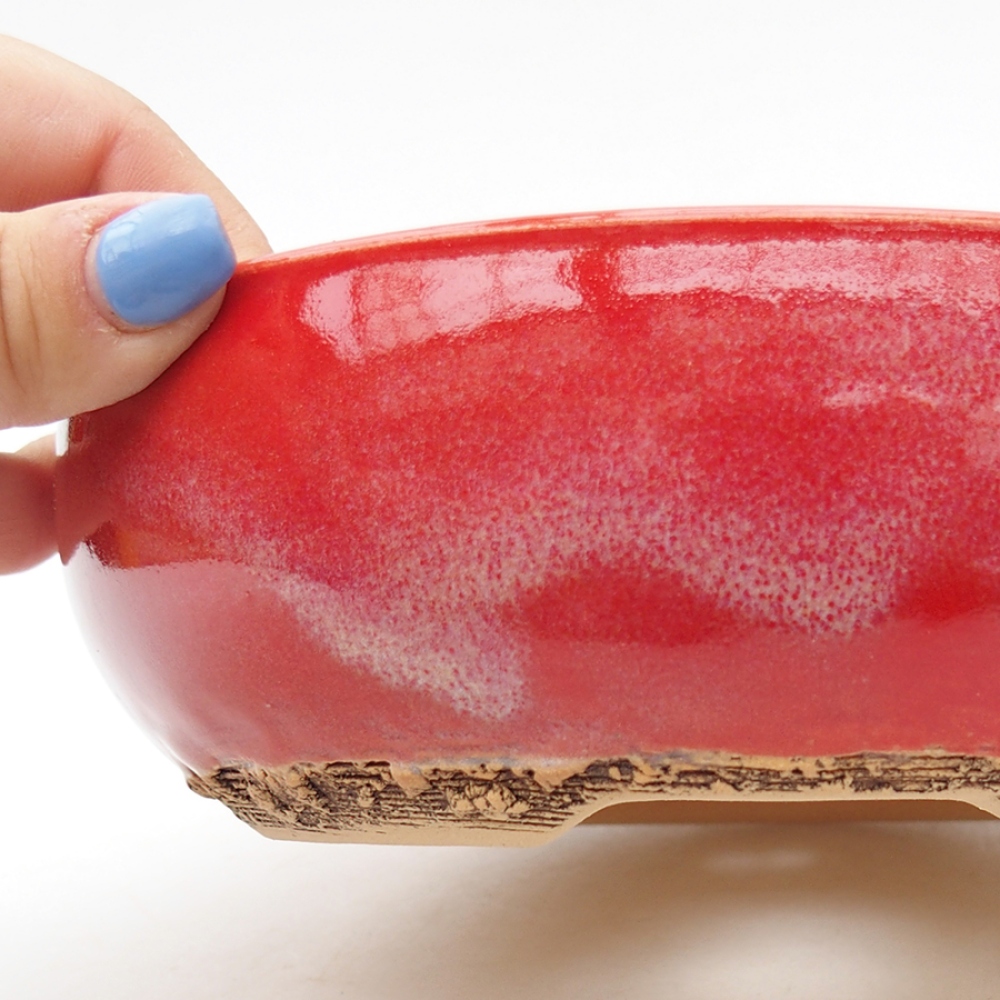 Bonsaischale aus Keramik 18 x 18 x 5,5 cm, Farbe rot