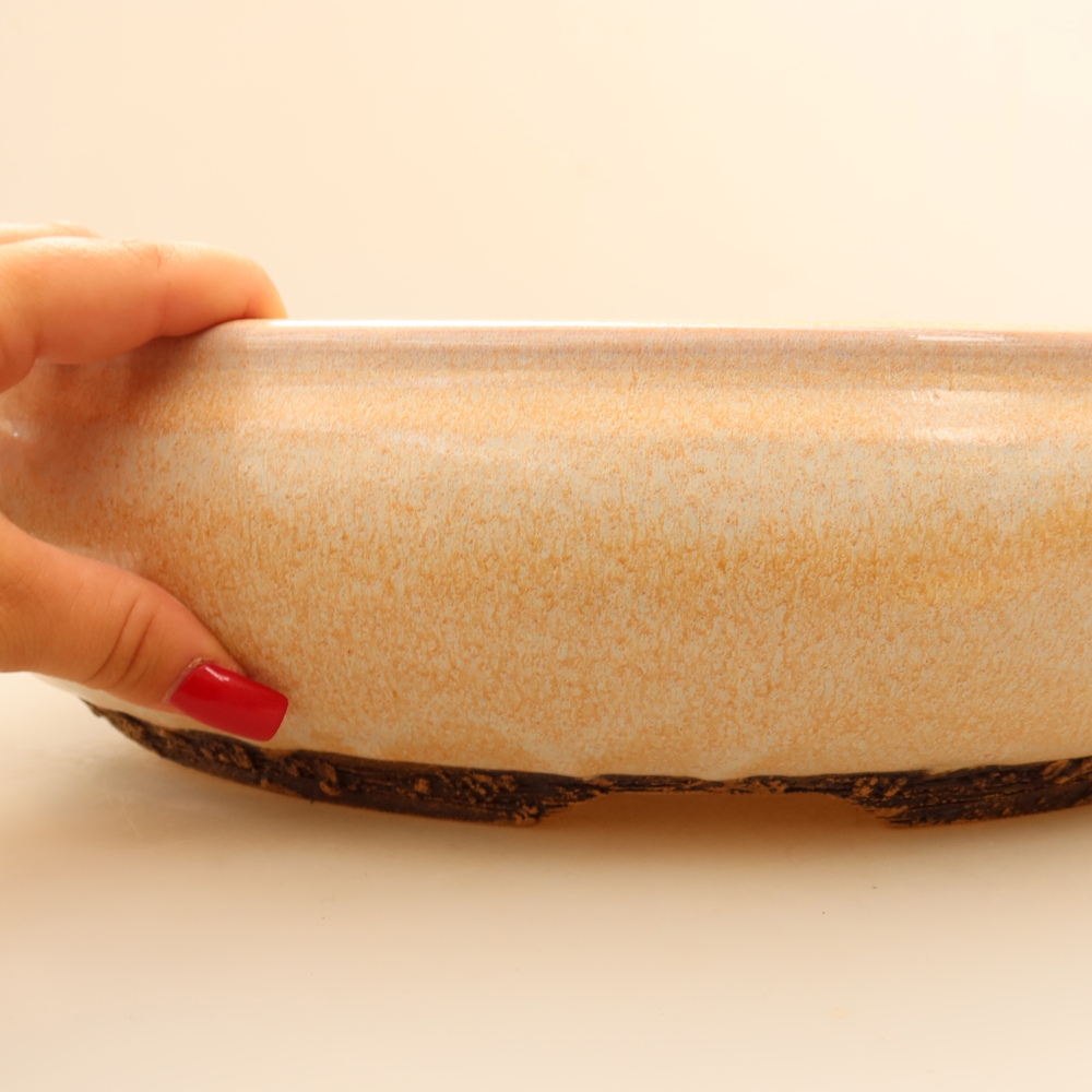 Keramik-Bonsai-Schale 36,5 x 36,5 x 9,5 cm, Farbe: Beige – NUR PERSÖNLICHE ABHOLUNG oder Transport auf Paletten