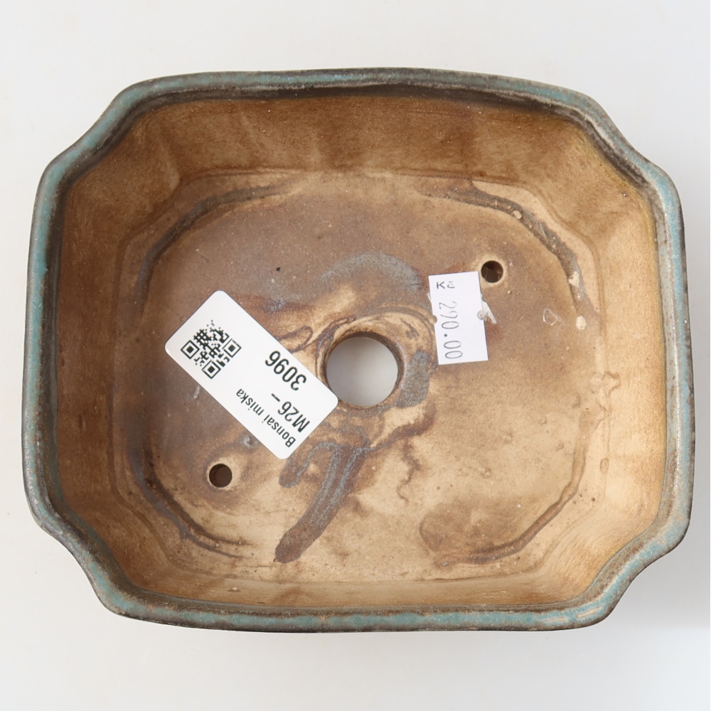Keramik-Bonsai-Schale, 14 x 11,5 x 4,5 cm, Farbe: grün