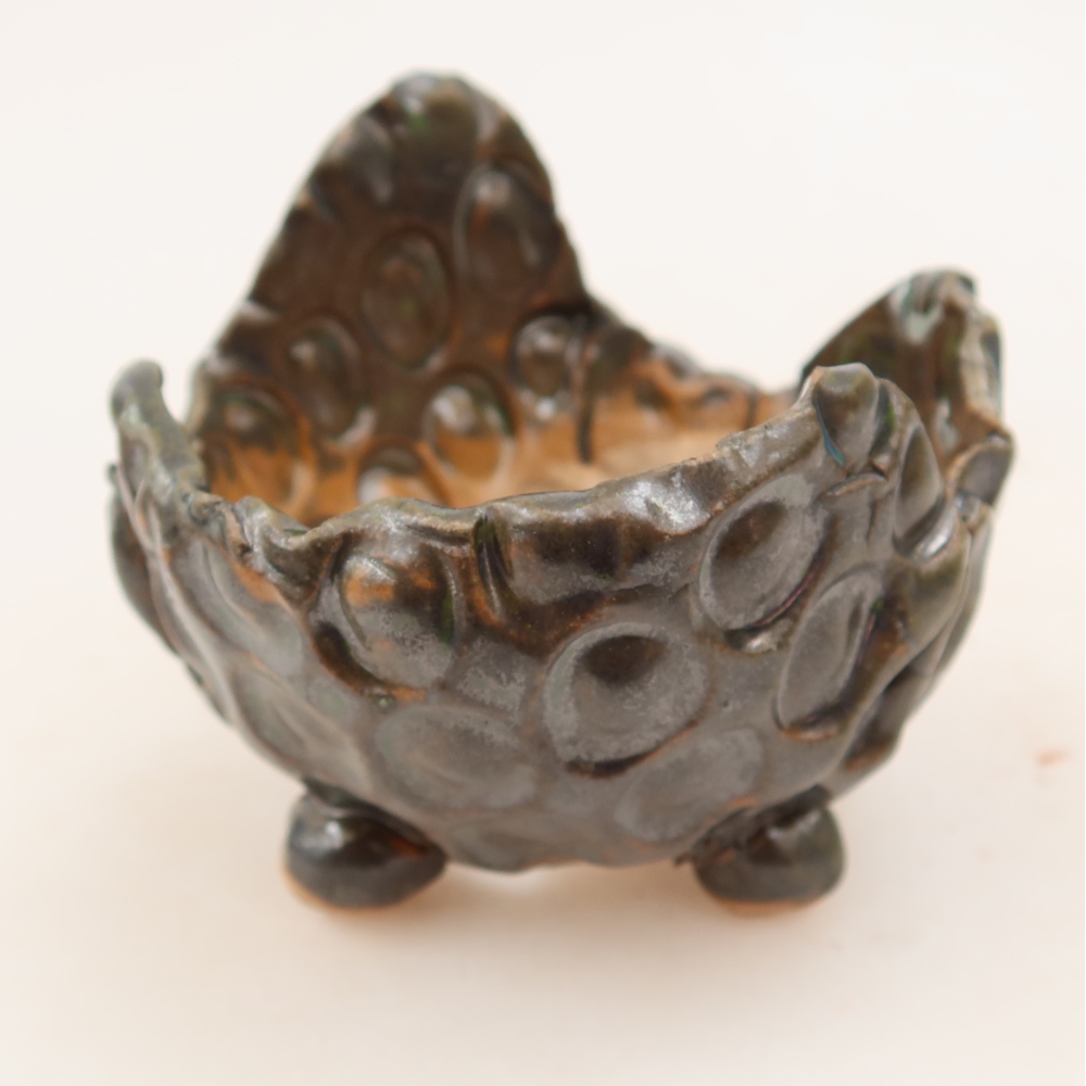 Keramikschale  8,5 x 7,5 x 7 cm, Farbe: braun-grün
