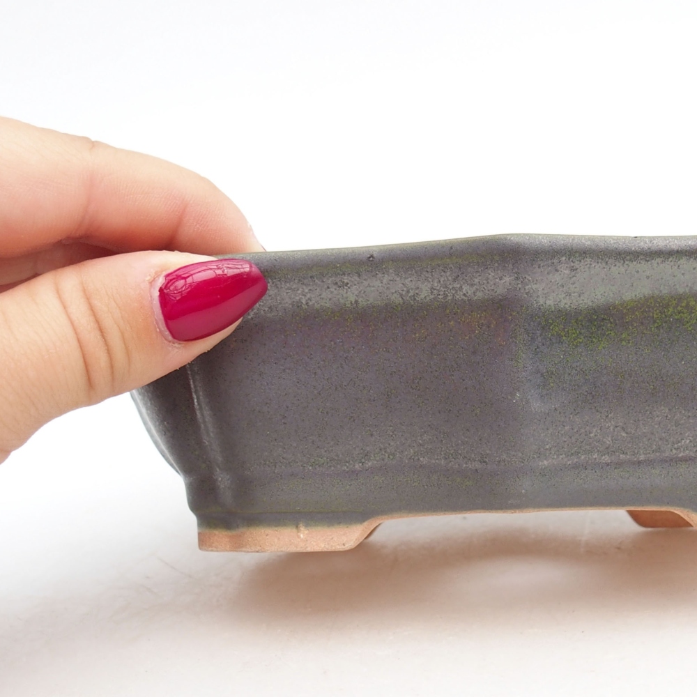 Bonsaischale aus Keramik 15,5 x 11,5 x 4,5 cm, grün