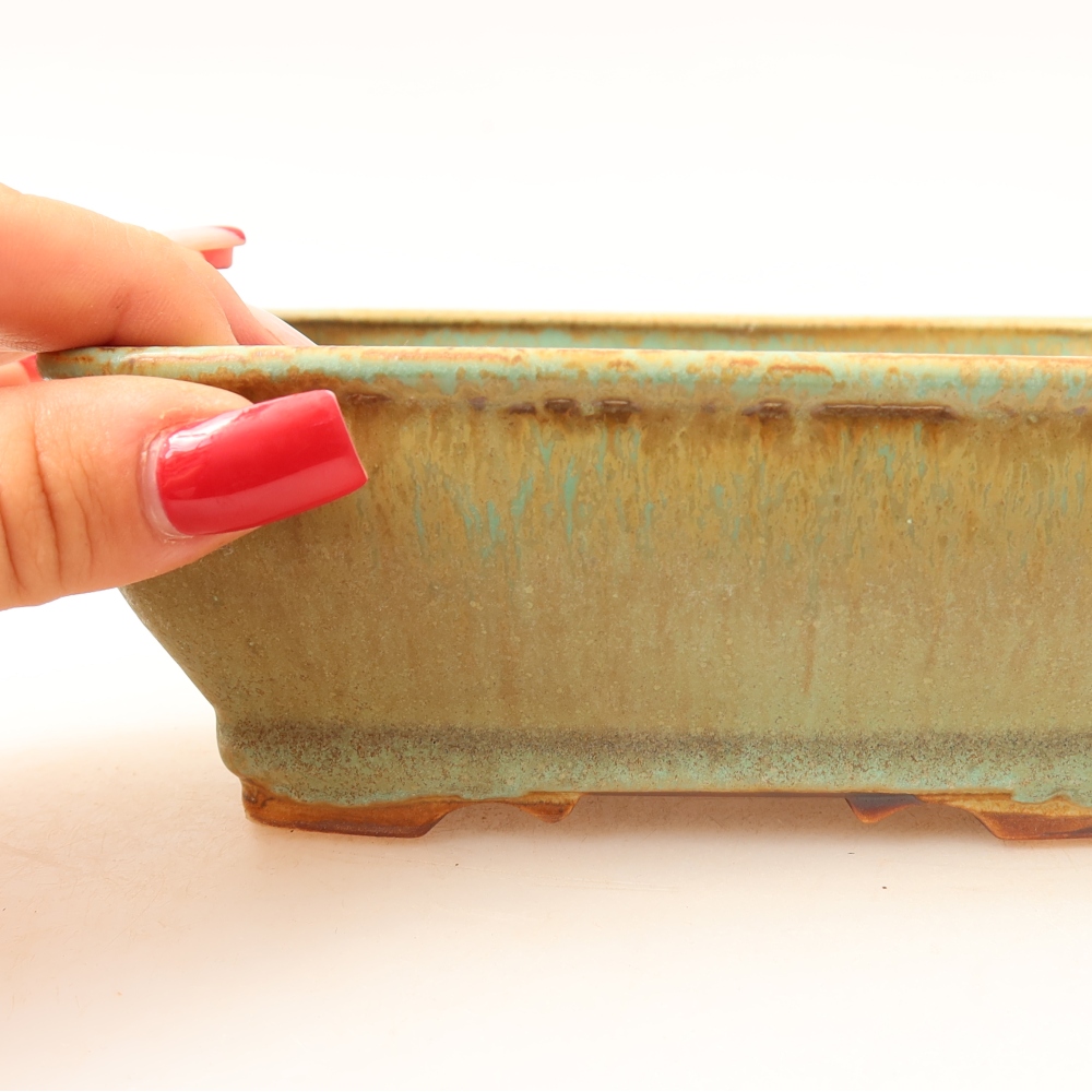 Bonsaischale aus Keramik 15 x 12,5 x 5,5 cm, grün