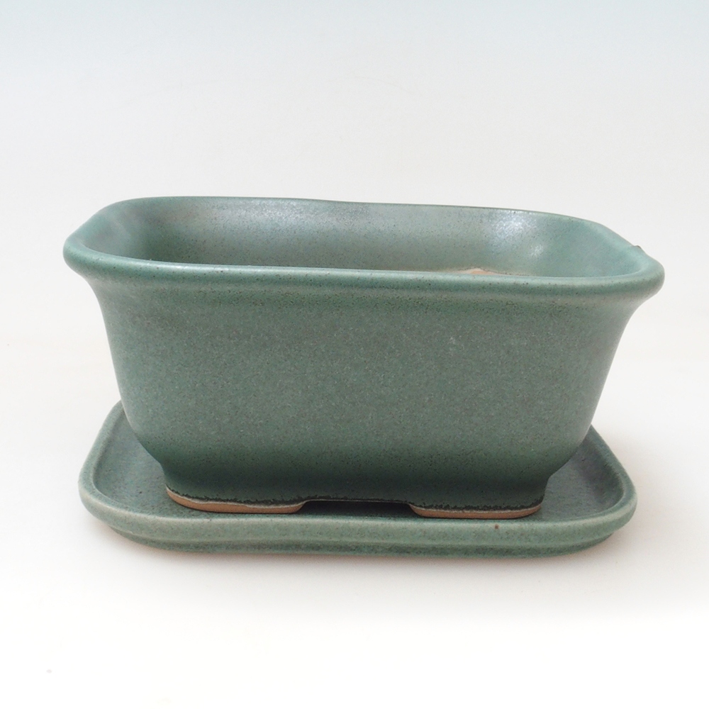 Bonsaischale + Untertasse H38 - 12x10x5,5 cm - grün