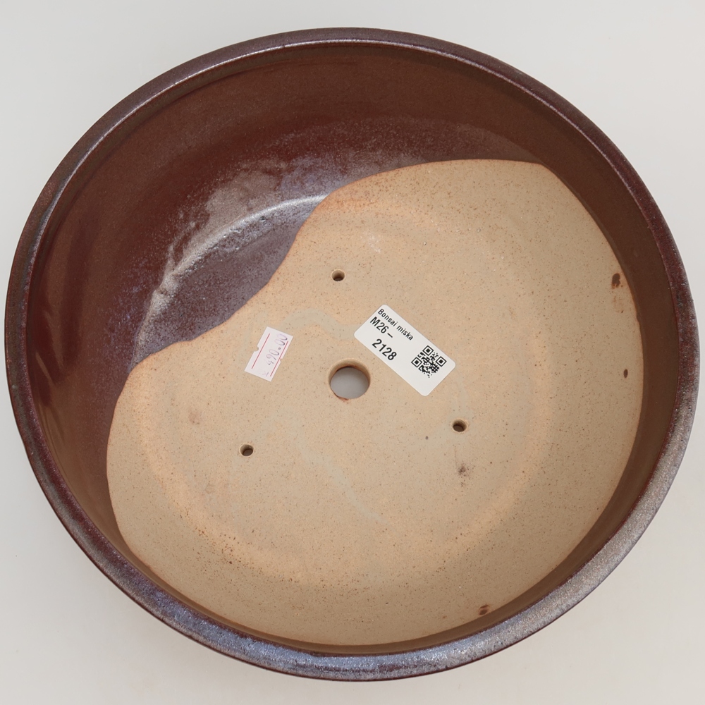 Keramik-Bonsai-Schale 24,5 x 24,5 x 7,5 cm, Farbe: weinrot