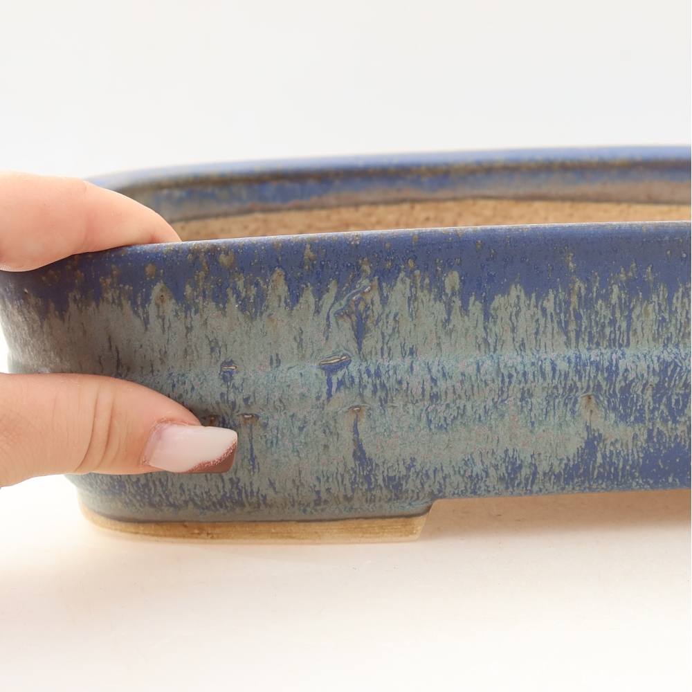 Bonsaischale aus Keramik 29,5 x 24,5 x 7,5 cm, Farbe blau