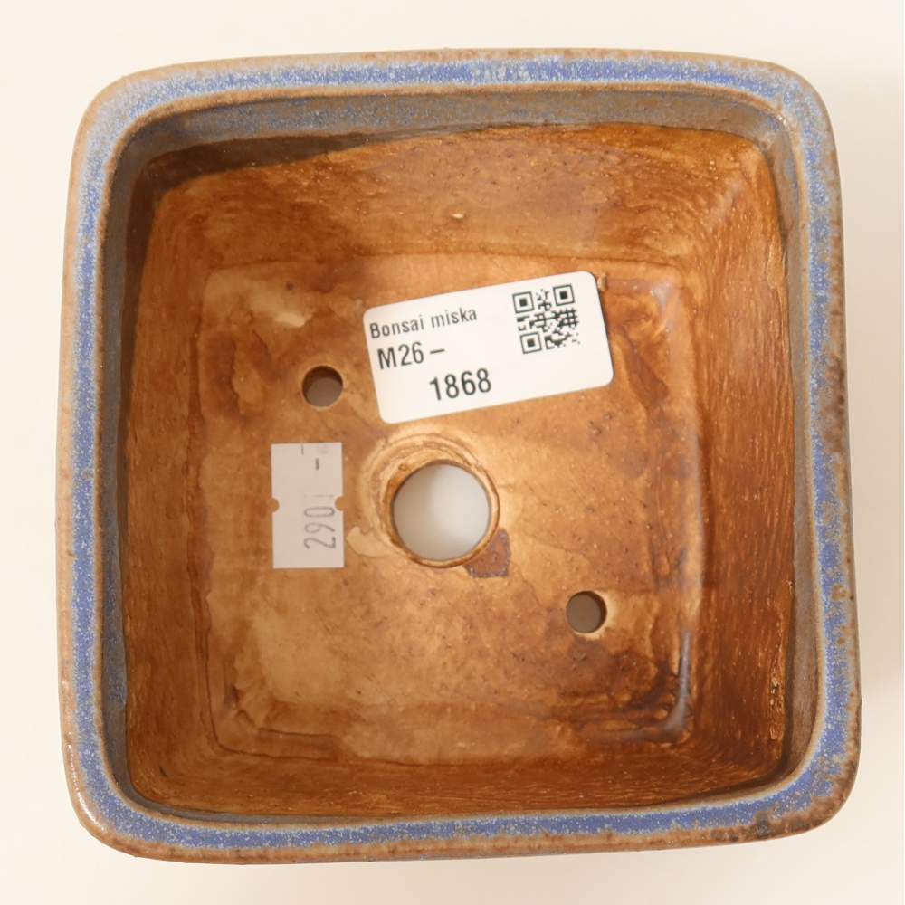 Keramik-Bonsai-Schale, 10,5 × 10,5 × 7 cm, Farbe: Blau