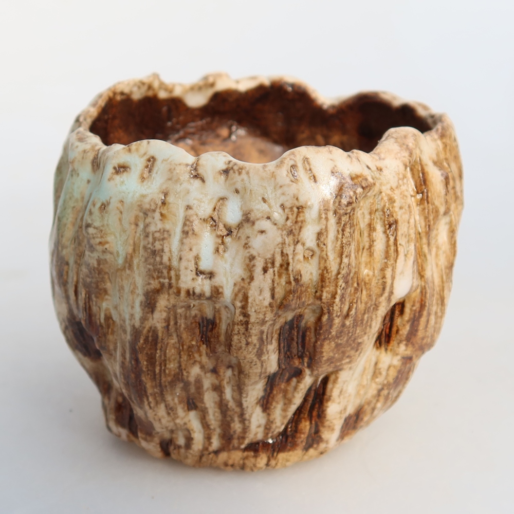 Keramikschale  7,5 x 7 x 6,5 cm, Farbe: weiß-braun