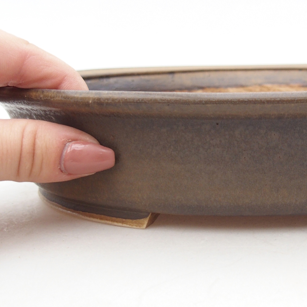 Bonsaischale aus Keramik 24 x 21 x 5 cm, braun