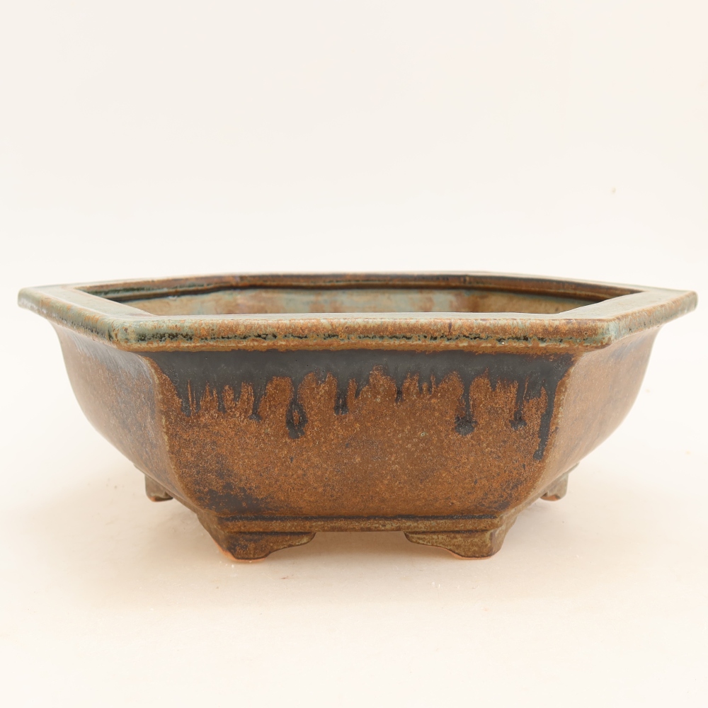 Keramik-Bonsai-Schale 28 x 24,5 x 9 cm, Farbe: braun-grün