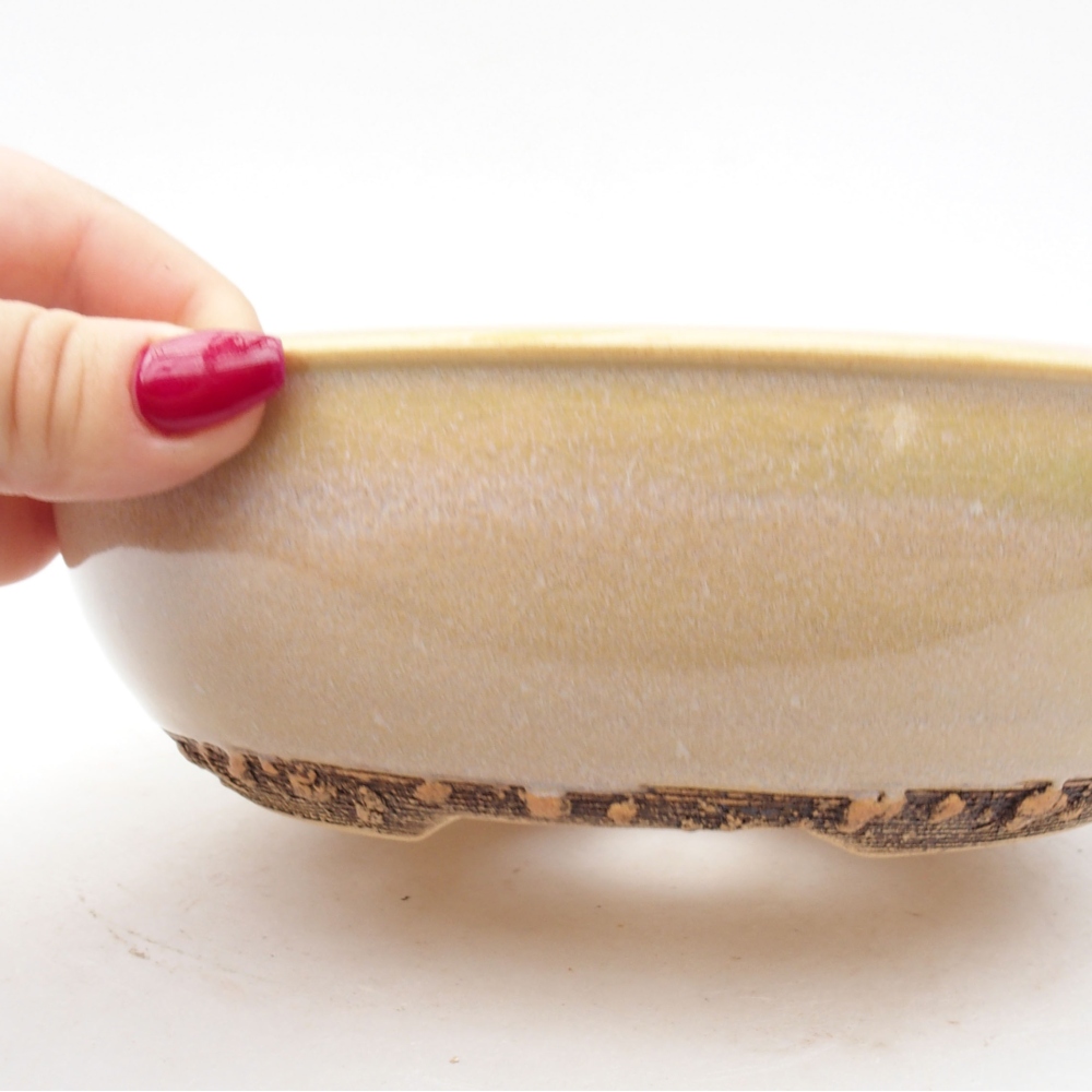 Bonsaischale aus Keramik 19,5 x 19,5 x 6 cm, Farbe beige