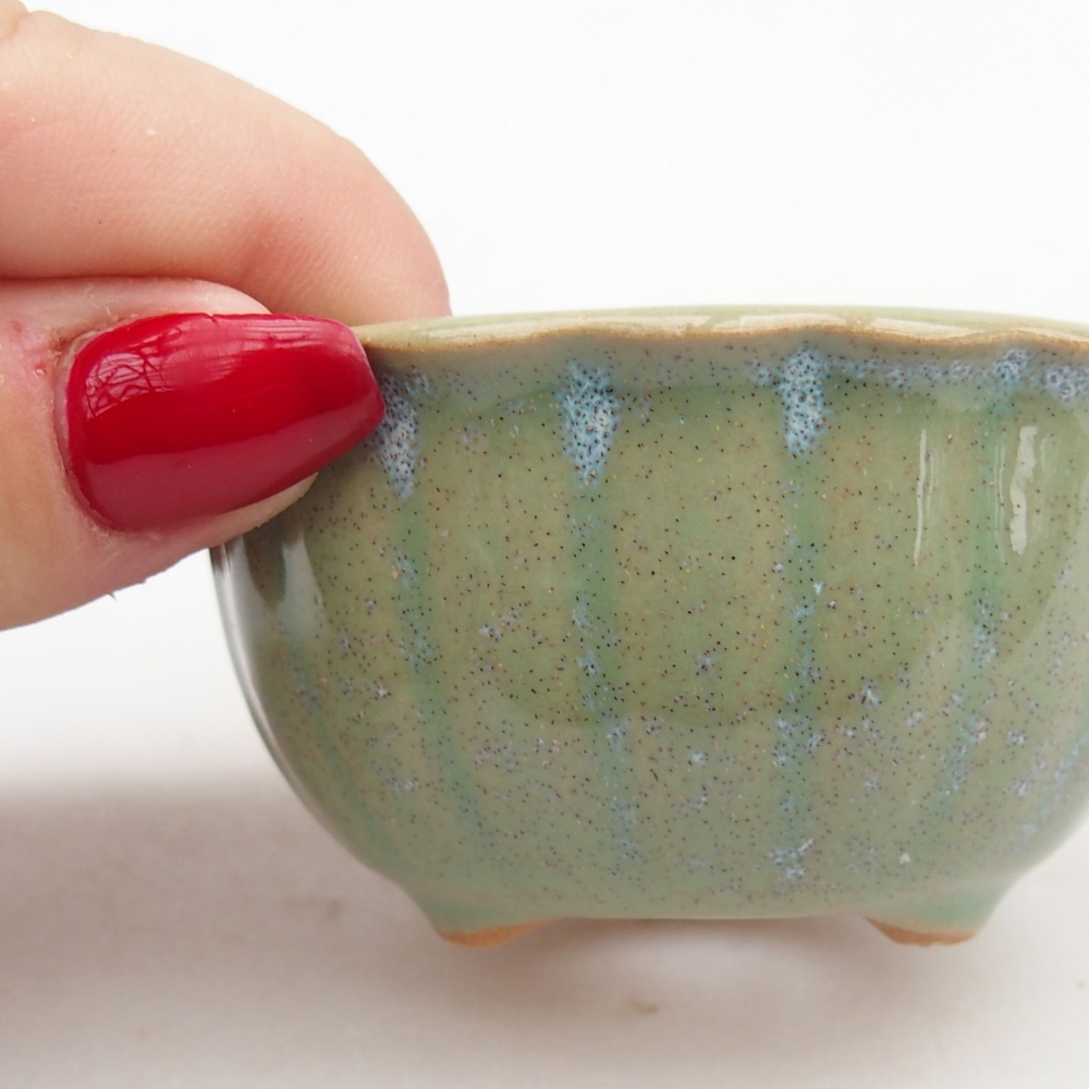 Bonsaischale aus Keramik 7 x 8,5 x 3,5 cm, grün