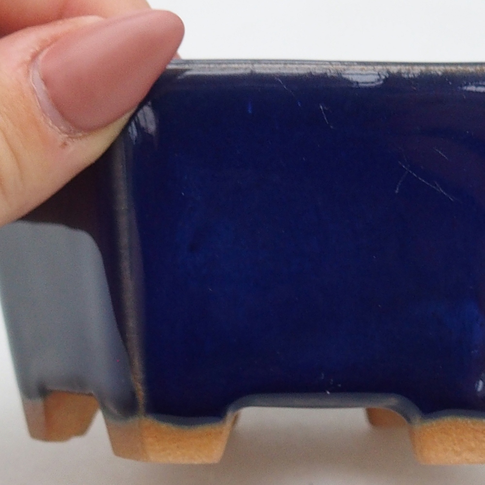 Bonsaischale aus Keramik 10,5 x 9,5 x 5 cm, Farbe blau