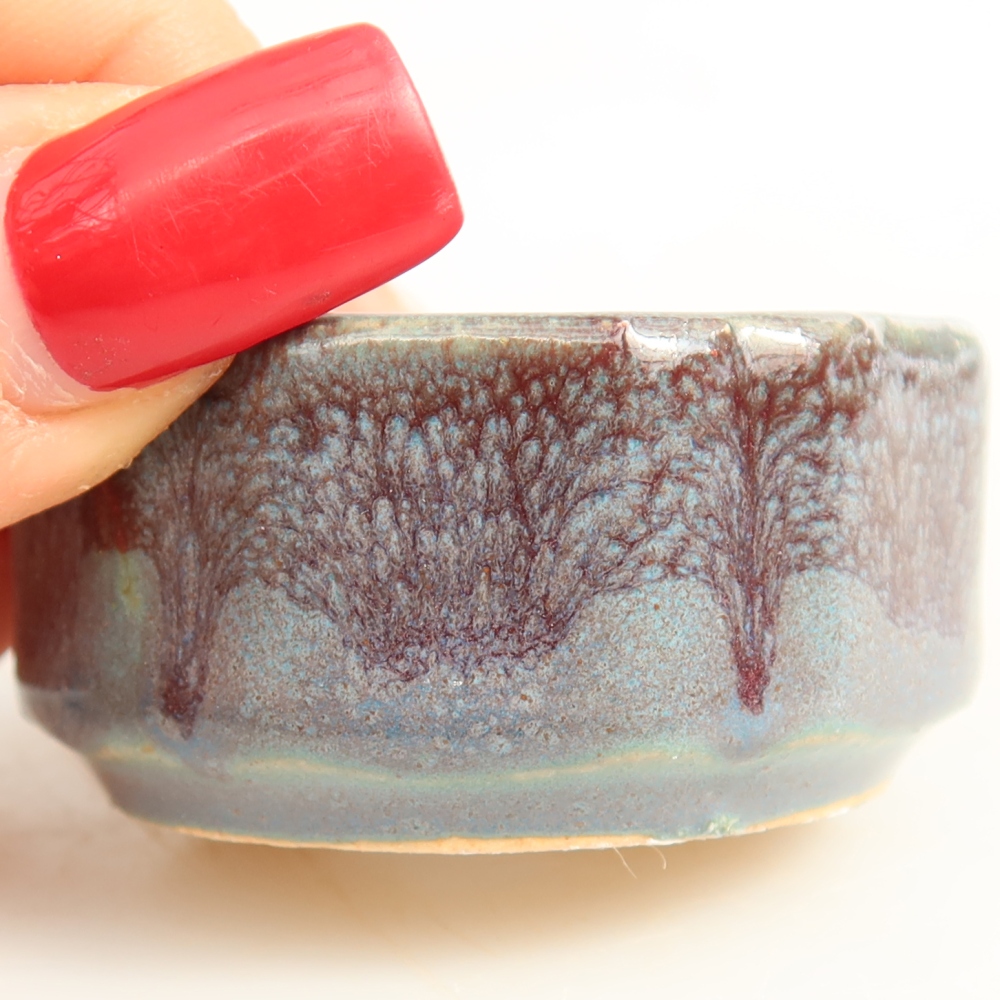 Keramik-Bonsai-Schale, 5 x 5 x 2,5 cm, Farbe: grau